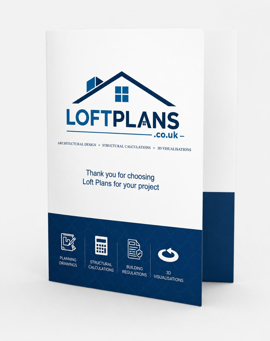 LoftPlans printed presentation folder